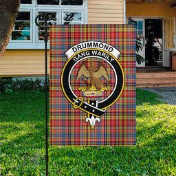 Scottish Drummond of Strathallan Modern Tartan Flag with Family Crest - Tartan Garden Flag Scottish Plaid Tartan Plaid - ScotsTee - scotstee.com
