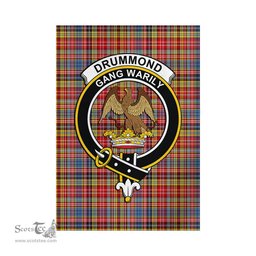 Scottish Drummond of Strathallan Modern Tartan Flag with Family Crest - Tartan Garden Flag Scottish Plaid Tartan Plaid - ScotsTee - scotstee.com
