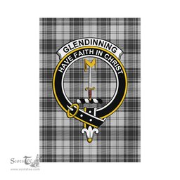 Scottish Glendinning Tartan Flag with Family Crest - Tartan Garden Flag Scottish Plaid Tartan Plaid - ScotsTee - scotstee.com