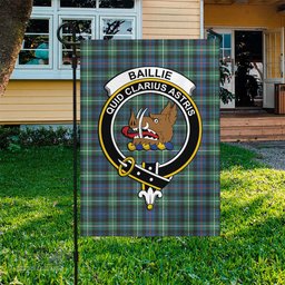 Scottish Baillie Ancient Tartan Flag with Family Crest - Tartan Garden Flag Scottish Plaid Tartan Plaid - ScotsTee - scotstee.com