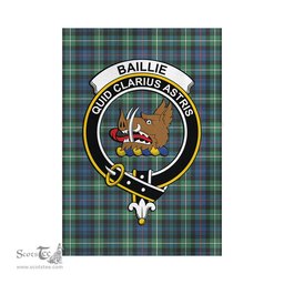 Scottish Baillie Ancient Tartan Flag with Family Crest - Tartan Garden Flag Scottish Plaid Tartan Plaid - ScotsTee - scotstee.com