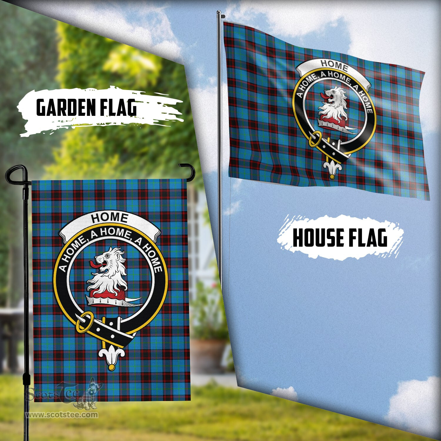 Scottish Home Ancient Tartan Flag with Family Crest - Tartan Garden Flag Scottish Plaid Tartan Plaid - ScotsTee - scotstee.com