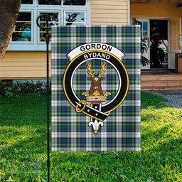 Scottish Gordon Dress Ancient Tartan Flag with Family Crest - Tartan Garden Flag Scottish Plaid Tartan Plaid - ScotsTee - scotstee.com