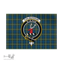 Scottish Colquhoun Ancient Tartan Flag with Family Crest - Tartan Garden Flag Scottish Plaid Tartan Plaid - ScotsTee - scotstee.com