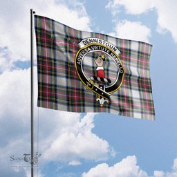 Scottish Dennistoun Tartan Flag with Family Crest - Tartan Garden Flag Scottish Plaid Tartan Plaid - ScotsTee - scotstee.com