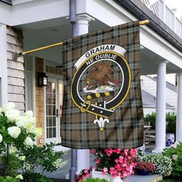 Scottish Graham of Menteith Weathered Tartan Flag with Family Crest - Tartan Garden Flag Scottish Plaid Tartan Plaid - ScotsTee - scotstee.com