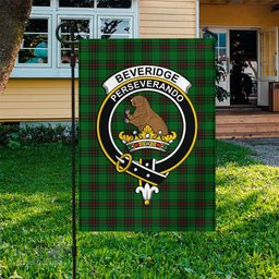 Scottish Beveridge Tartan Flag with Family Crest - Tartan Garden Flag Scottish Plaid Tartan Plaid - ScotsTee - scotstee.com