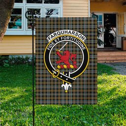 Scottish Farquharson Weathered Tartan Flag with Family Crest - Tartan Garden Flag Scottish Plaid Tartan Plaid - ScotsTee - scotstee.com