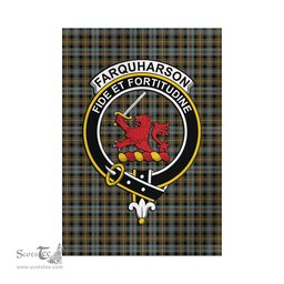 Scottish Farquharson Weathered Tartan Flag with Family Crest - Tartan Garden Flag Scottish Plaid Tartan Plaid - ScotsTee - scotstee.com