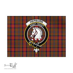 Scottish Hepburn Tartan Flag with Family Crest - Tartan Garden Flag Scottish Plaid Tartan Plaid - ScotsTee - scotstee.com
