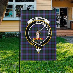 Scottish Guthrie Modern Tartan Flag with Family Crest - Tartan Garden Flag Scottish Plaid Tartan Plaid - ScotsTee - scotstee.com