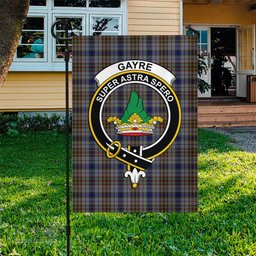 Scottish Gayre Hunting Tartan Flag with Family Crest - Tartan Garden Flag Scottish Plaid Tartan Plaid - ScotsTee - scotstee.com