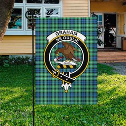 Scottish Graham of Montrose Ancient Tartan Flag with Family Crest - Tartan Garden Flag Scottish Plaid Tartan Plaid - ScotsTee - scotstee.com