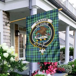 Scottish Graham of Montrose Ancient Tartan Flag with Family Crest - Tartan Garden Flag Scottish Plaid Tartan Plaid - ScotsTee - scotstee.com