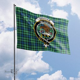 Scottish Graham of Montrose Ancient Tartan Flag with Family Crest - Tartan Garden Flag Scottish Plaid Tartan Plaid - ScotsTee - scotstee.com
