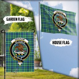 Scottish Graham of Montrose Ancient Tartan Flag with Family Crest - Tartan Garden Flag Scottish Plaid Tartan Plaid - ScotsTee - scotstee.com
