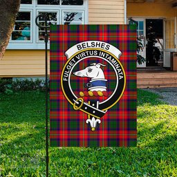Scottish Belshes Tartan Flag with Family Crest - Tartan Garden Flag Scottish Plaid Tartan Plaid - ScotsTee - scotstee.com