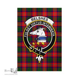 Scottish Belshes Tartan Flag with Family Crest - Tartan Garden Flag Scottish Plaid Tartan Plaid - ScotsTee - scotstee.com