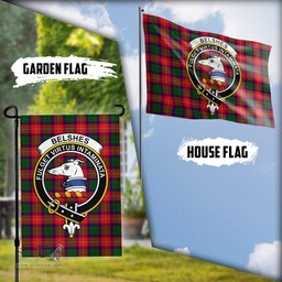 Scottish Belshes Tartan Flag with Family Crest - Tartan Garden Flag Scottish Plaid Tartan Plaid - ScotsTee - scotstee.com