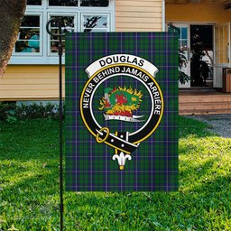 Scottish Douglas Green Tartan Flag with Family Crest - Tartan Garden Flag Scottish Plaid Tartan Plaid - ScotsTee - scotstee.com