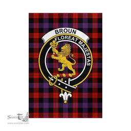 Scottish Broun Modern Tartan Flag with Family Crest - Tartan Garden Flag Scottish Plaid Tartan Plaid - ScotsTee - scotstee.com