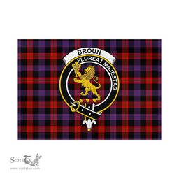Scottish Broun Modern Tartan Flag with Family Crest - Tartan Garden Flag Scottish Plaid Tartan Plaid - ScotsTee - scotstee.com