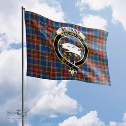 Scottish Bethune Tartan Flag with Family Crest - Tartan Garden Flag Scottish Plaid Tartan Plaid - ScotsTee - scotstee.com