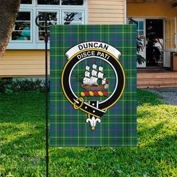 Scottish Duncan Ancient Tartan Flag with Family Crest - Tartan Garden Flag Scottish Plaid Tartan Plaid - ScotsTee - scotstee.com