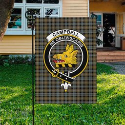 Scottish Campbell Argyll Weathered Tartan Flag with Family Crest - Tartan Garden Flag Scottish Plaid Tartan Plaid - ScotsTee - scotstee.com