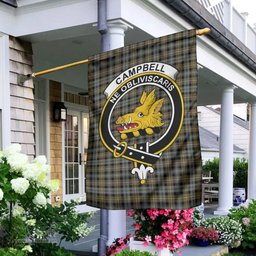 Scottish Campbell Argyll Weathered Tartan Flag with Family Crest - Tartan Garden Flag Scottish Plaid Tartan Plaid - ScotsTee - scotstee.com