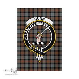 Scottish Gunn Weathered Tartan Flag with Family Crest - Tartan Garden Flag Scottish Plaid Tartan Plaid - ScotsTee - scotstee.com