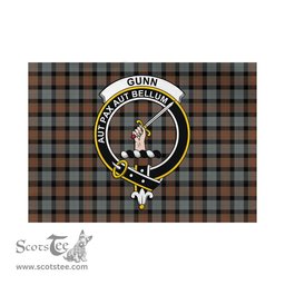 Scottish Gunn Weathered Tartan Flag with Family Crest - Tartan Garden Flag Scottish Plaid Tartan Plaid - ScotsTee - scotstee.com