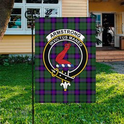Scottish Armstrong Modern Tartan Flag with Family Crest - Tartan Garden Flag Scottish Plaid Tartan Plaid - ScotsTee - scotstee.com