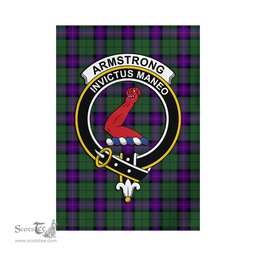 Scottish Armstrong Modern Tartan Flag with Family Crest - Tartan Garden Flag Scottish Plaid Tartan Plaid - ScotsTee - scotstee.com