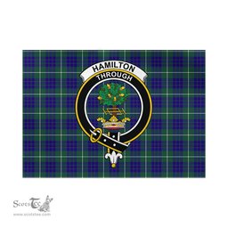 Scottish Hamilton Hunting Modern Tartan Flag with Family Crest - Tartan Garden Flag Scottish Plaid Tartan Plaid - ScotsTee - scotstee.com