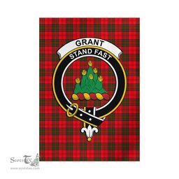 Scottish Grant Modern Tartan Flag with Family Crest - Tartan Garden Flag Scottish Plaid Tartan Plaid - ScotsTee - scotstee.com