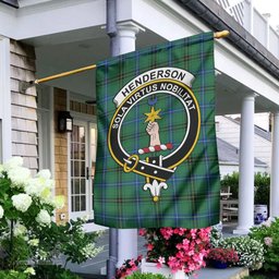 Scottish Henderson Ancient Tartan Flag with Family Crest - Tartan Garden Flag Scottish Plaid Tartan Plaid - ScotsTee - scotstee.com