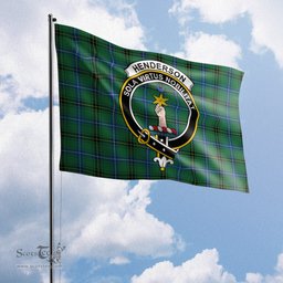 Scottish Henderson Ancient Tartan Flag with Family Crest - Tartan Garden Flag Scottish Plaid Tartan Plaid - ScotsTee - scotstee.com