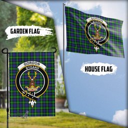 Scottish Gordon Modern Tartan Flag with Family Crest - Tartan Garden Flag Scottish Plaid Tartan Plaid - ScotsTee - scotstee.com