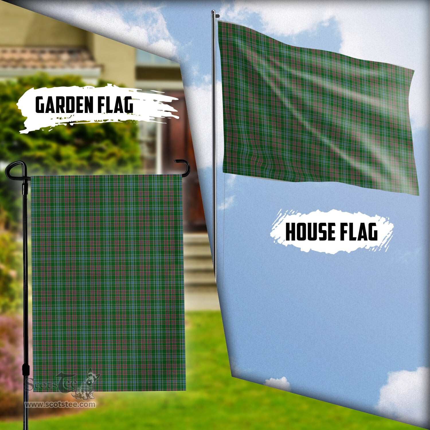 Scottish Ralston USA Tartan Flag - Tartan Garden Flag Scottish Plaid Tartan Plaid - ScotsTee - scotstee.com