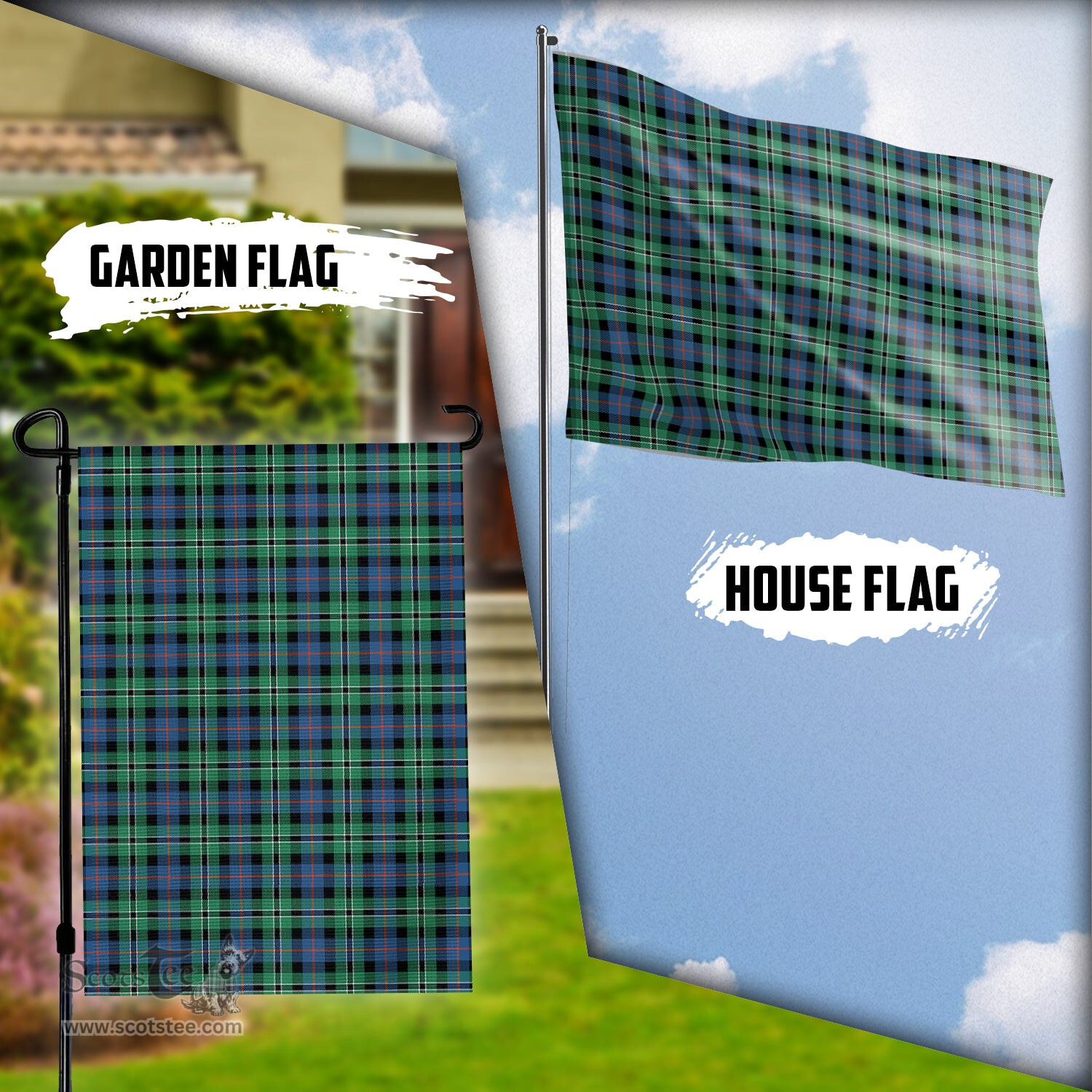 Scottish Rose Hunting Ancient Tartan Flag - Tartan Garden Flag Scottish Plaid Tartan Plaid - ScotsTee - scotstee.com