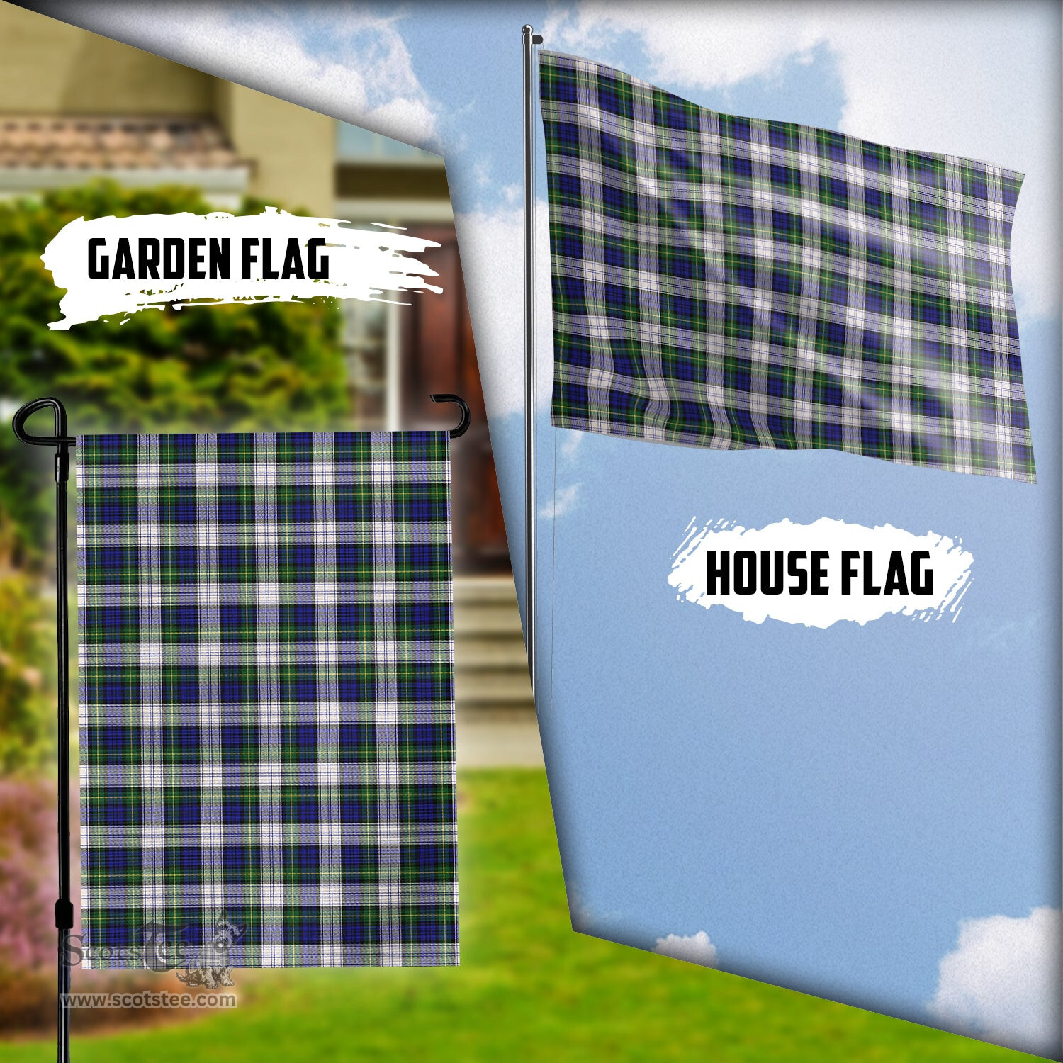 Scottish Gordon Dress Modern Tartan Flag - Tartan Garden Flag Scottish Plaid Tartan Plaid - ScotsTee - scotstee.com