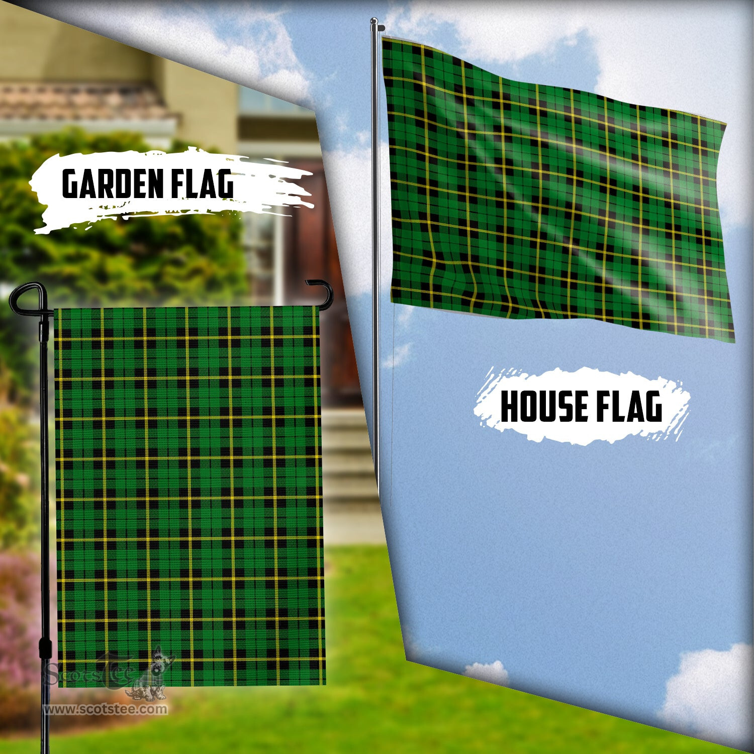 Scottish Wallace Hunting Green Tartan Flag - Tartan Garden Flag Scottish Plaid Tartan Plaid - ScotsTee - scotstee.com