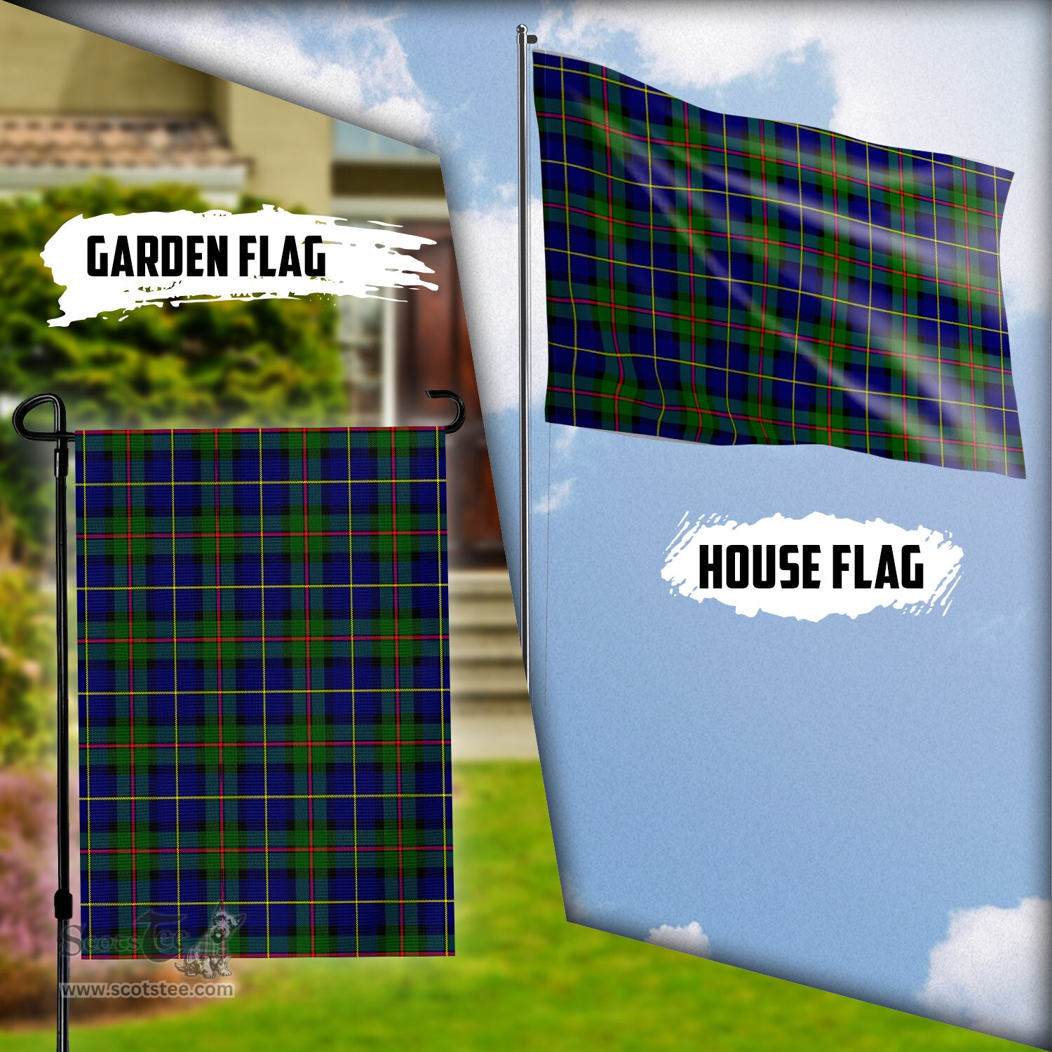 Scottish MacLeod of Harris Modern Tartan Flag - Tartan Garden Flag Scottish Plaid Tartan Plaid - ScotsTee - scotstee.com