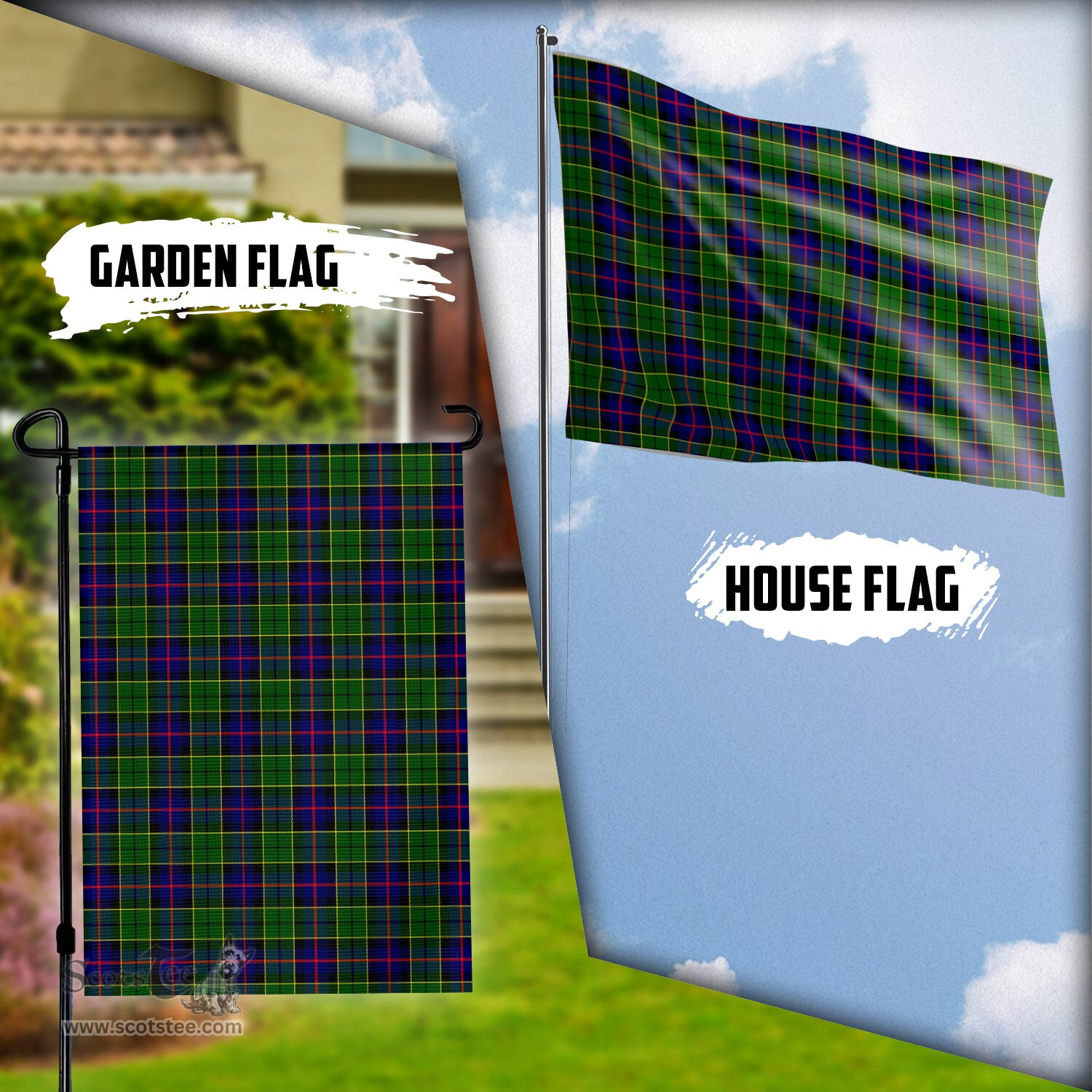Scottish Forsyth Modern Tartan Flag - Tartan Garden Flag Scottish Plaid Tartan Plaid - ScotsTee - scotstee.com