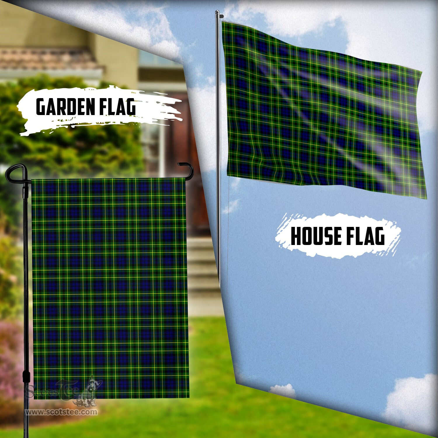 Scottish Campbell of Breadalbane Modern Tartan Flag - Tartan Garden Flag Scottish Plaid Tartan Plaid - ScotsTee - scotstee.com