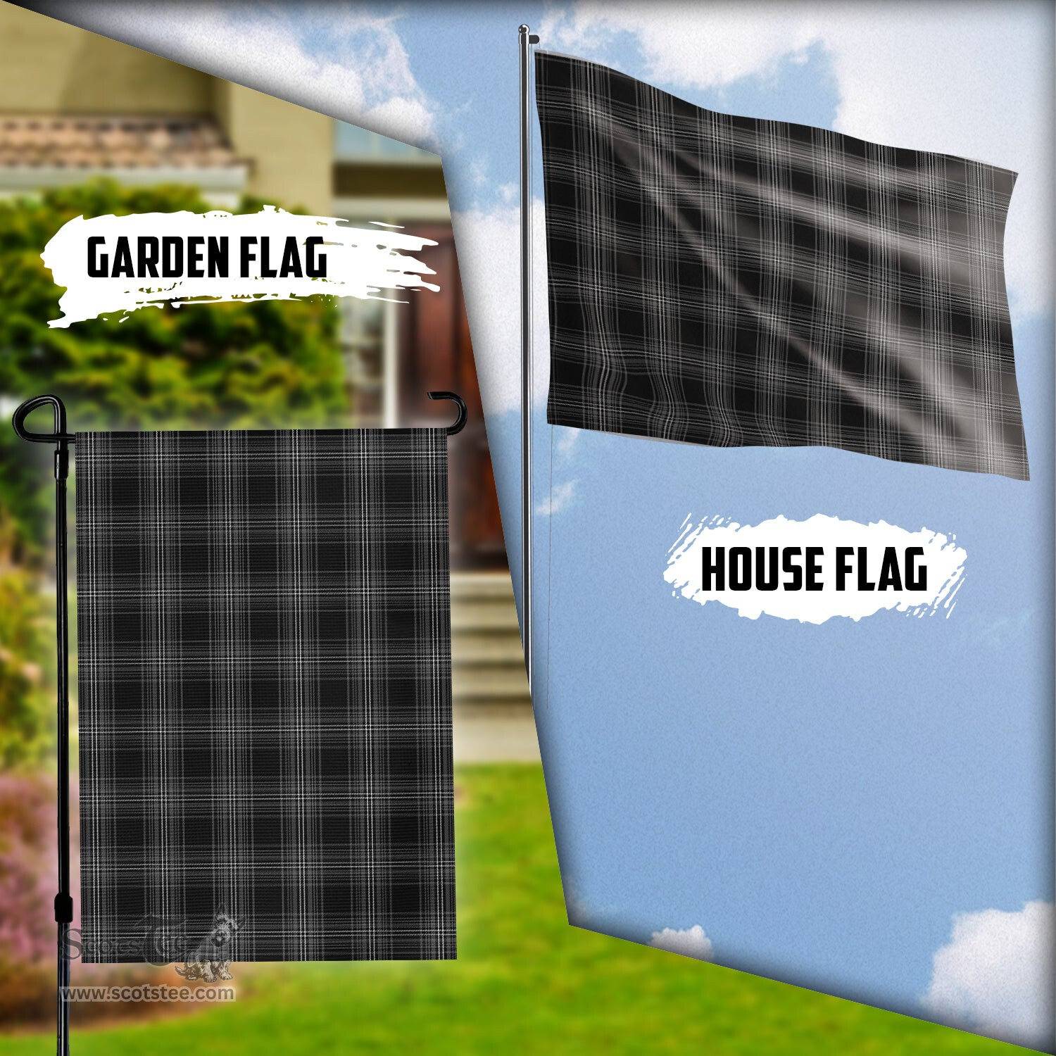 Scottish Stewart Mourning Tartan Flag - Tartan Garden Flag Scottish Plaid Tartan Plaid - ScotsTee - scotstee.com