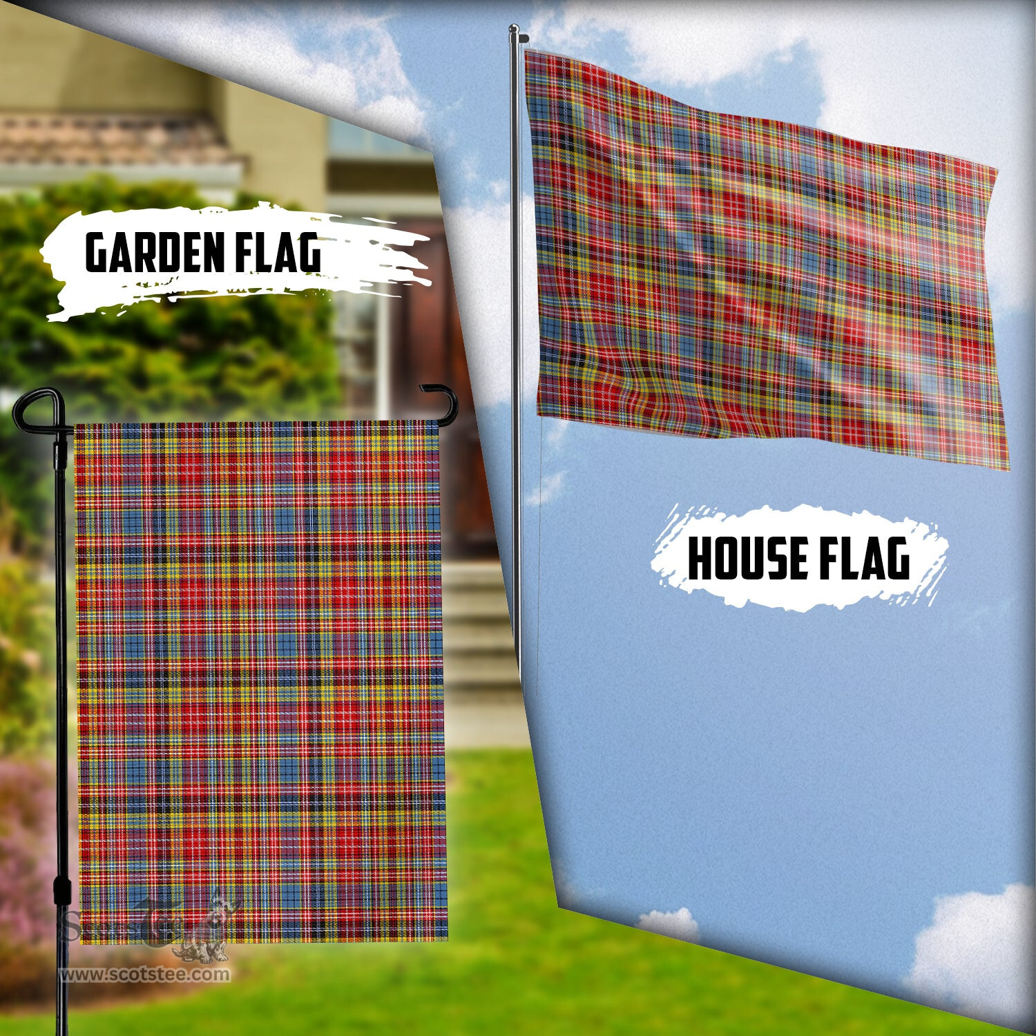 Scottish Drummond of Strathallan Modern Tartan Flag - Tartan Garden Flag Scottish Plaid Tartan Plaid - ScotsTee - scotstee.com