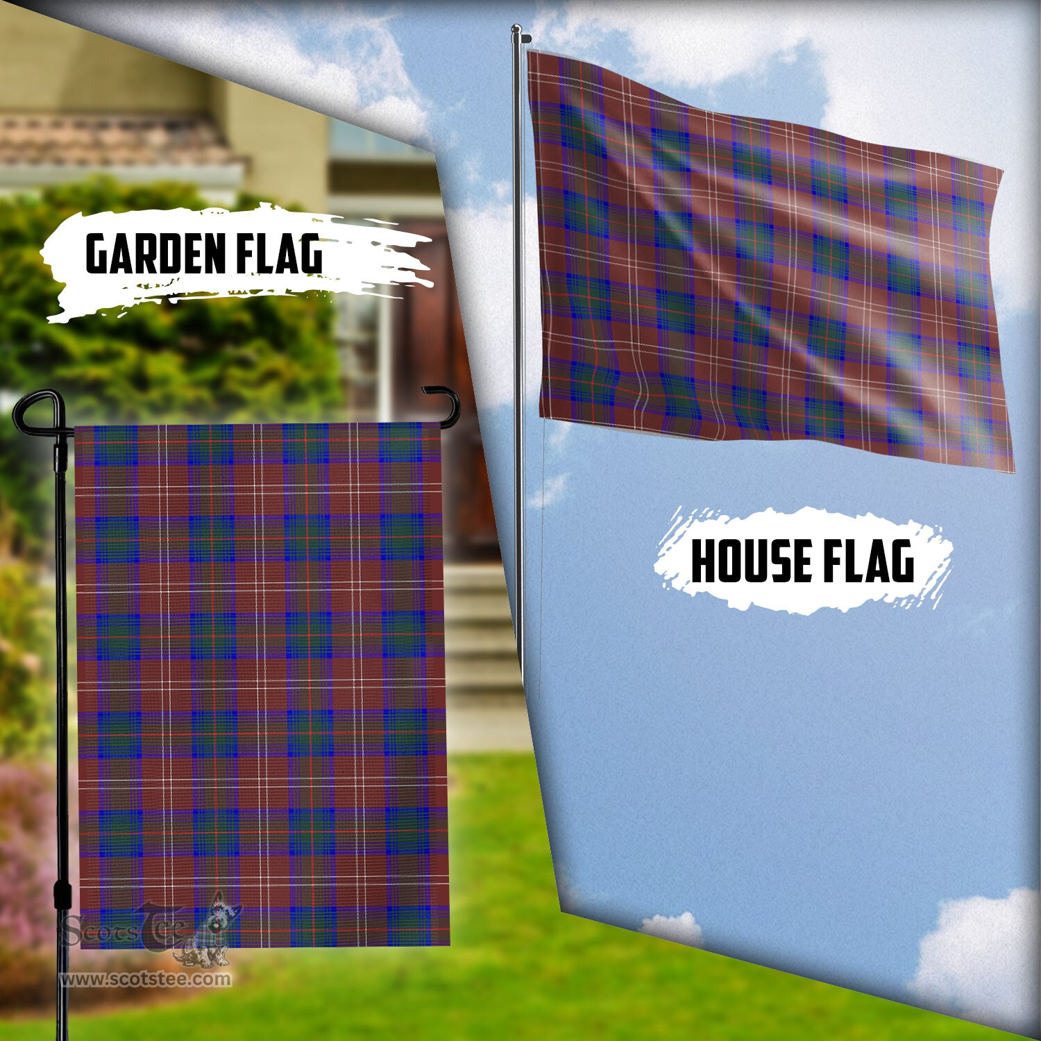 Scottish Chisholm Hunting Modern Tartan Flag - Tartan Garden Flag Scottish Plaid Tartan Plaid - ScotsTee - scotstee.com