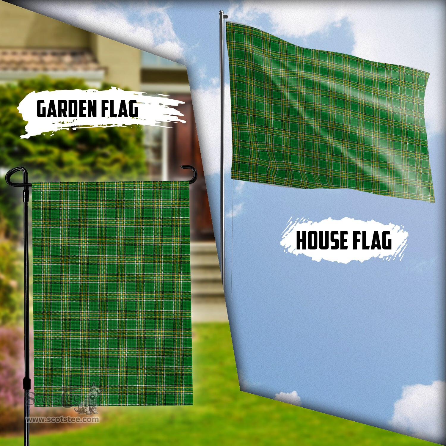 Scottish Ireland National Tartan Flag - Tartan Garden Flag Scottish Plaid Tartan Plaid - ScotsTee - scotstee.com
